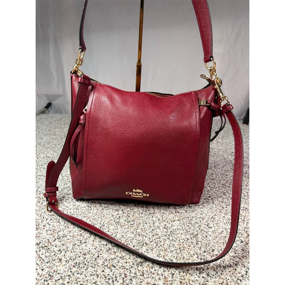 Coach Marlon Hobo Shoulder Bag Womens Burgundy Oxblood Gold Hardware Zip - Picture 16 of 16